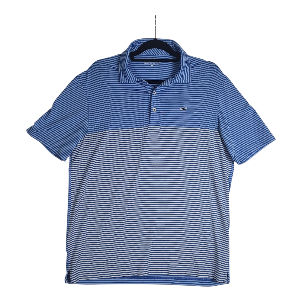 Vineyard Vines Performance Polo Short Sleeve Golf Shirt Mens Medium Blue Stripes